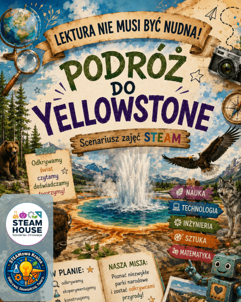 Plakat: Podróż do Yellowstone. Scenariusz zajęć STEAM.